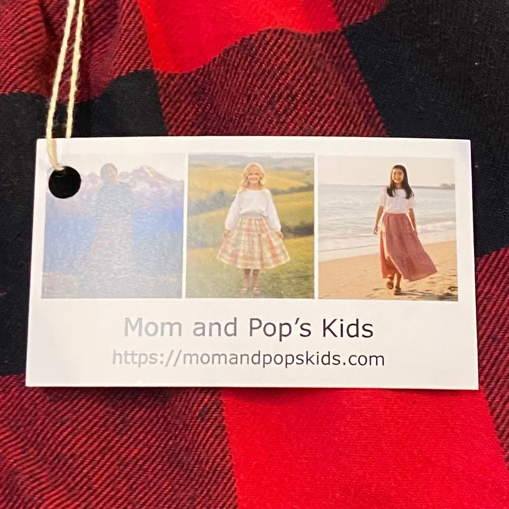 Girls Flannel Mom and Pop's Kids Maxi Skirt Sz 4 Red Black Buffalo Plaid Cotton